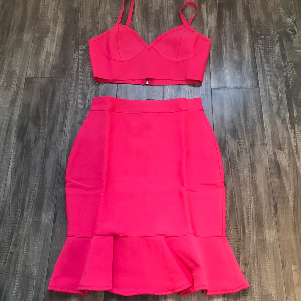 Pink Bandage Skirt Set